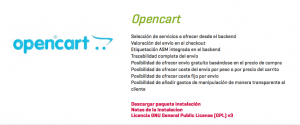 Impresión de pantalla del apartado de descargas de ASM eCommerce de Opencart
