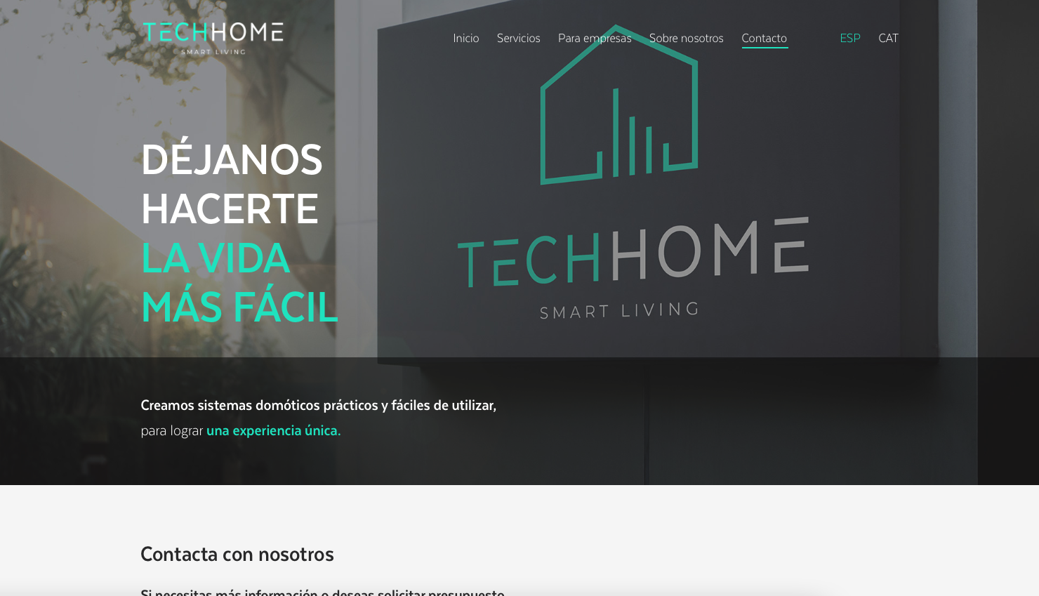 Diseño web hogares inteligentes: Techhome