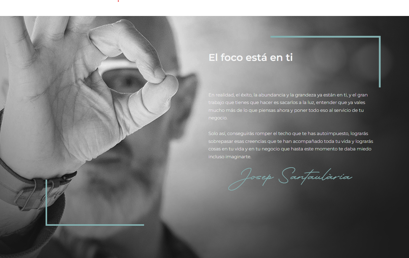 Página web para mentorías de Josep Santaulària Muixí. Captura de pantalla de la página web.